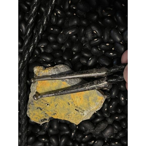 Vintage Sterling Inlaid Zuni Sun Face Turquoise Coral Onyx Mop Bolo Tie Necklace - Picture 6 of 9